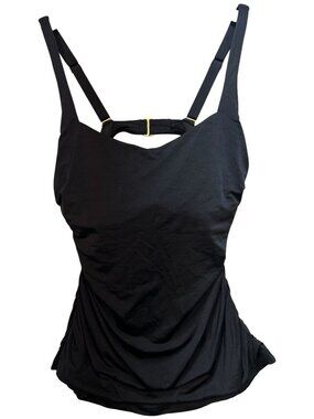 Athleta Women's Square Neck Bra Cup Tankini Top Sleeveless Size 38D/DD Black